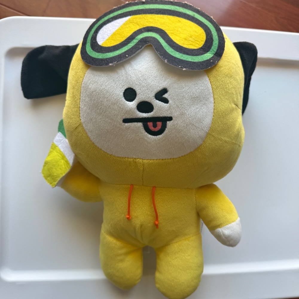 BT21 Summer Dolce Chimney Yellow Cartoon Plush with Ski Goggles Winking Face NWT